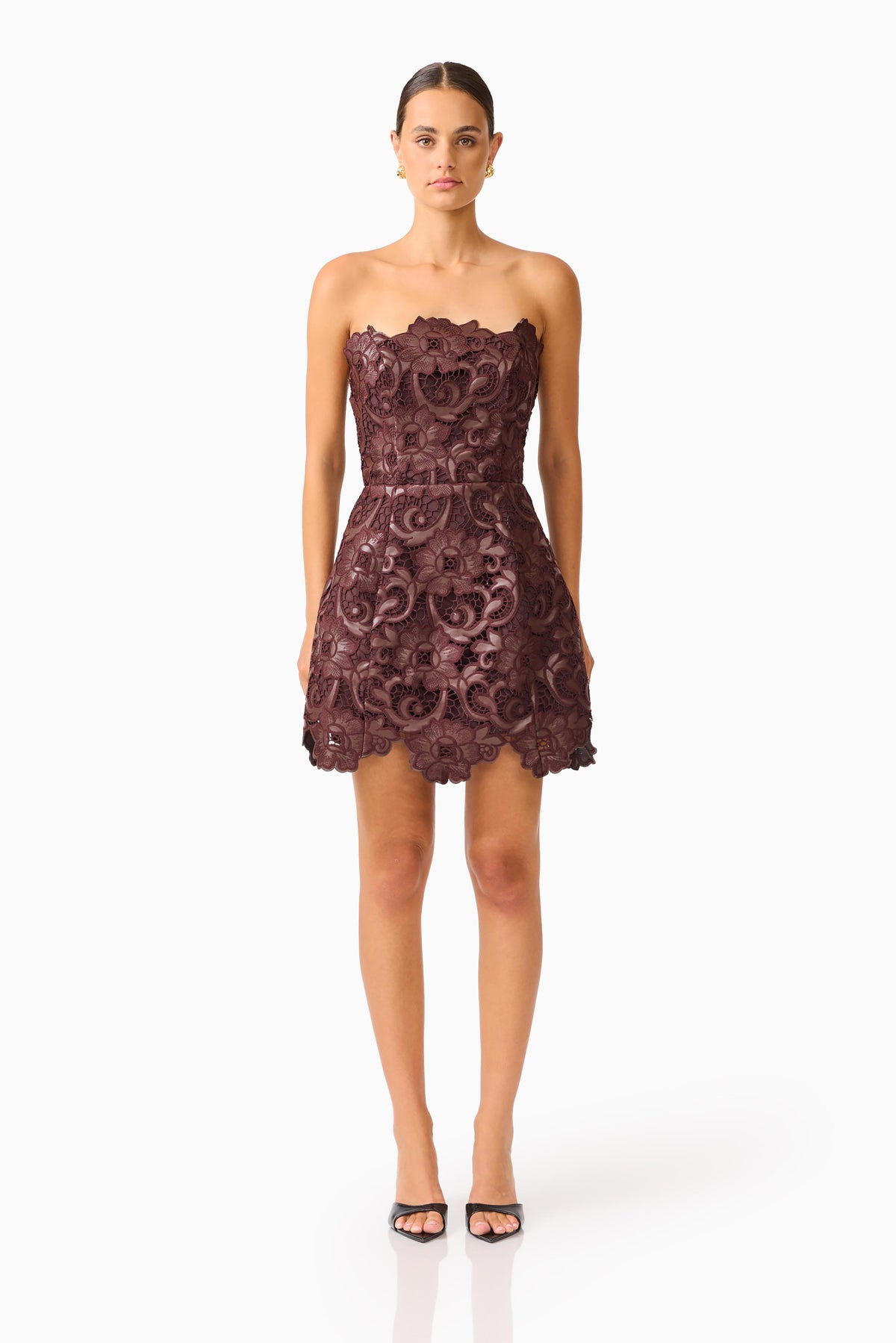 Elliatt Novelle Tulip Mini Dress - Chocolate Brown