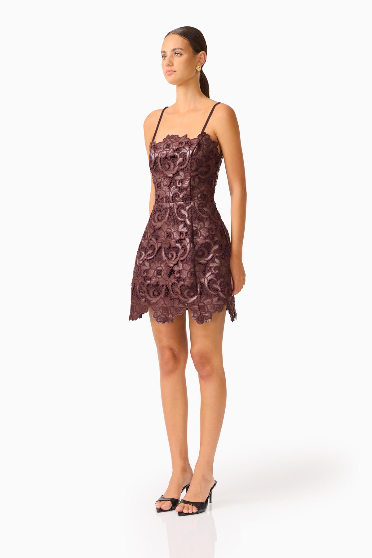 Elliatt Novelle Tulip Mini Dress - Chocolate Brown