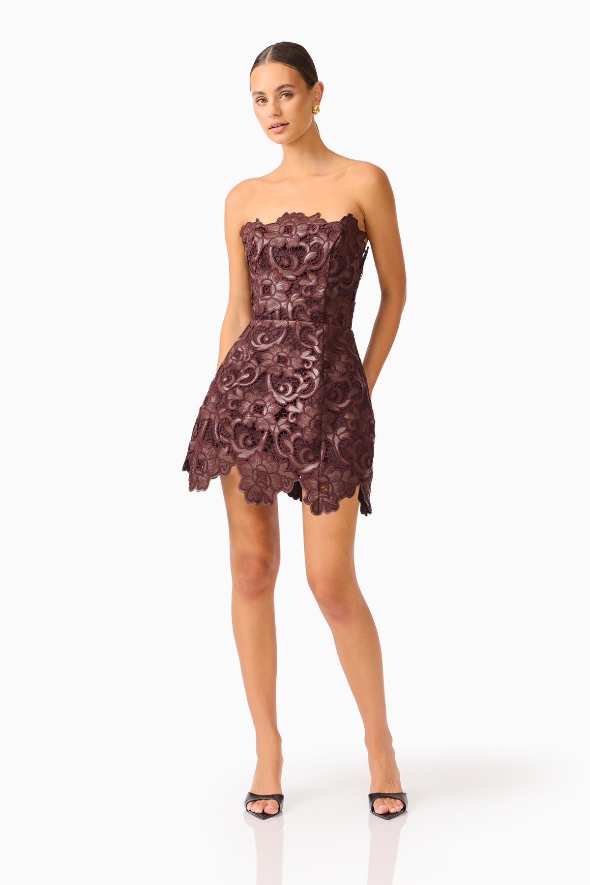Elliatt Novelle Tulip Mini Dress - Chocolate Brown