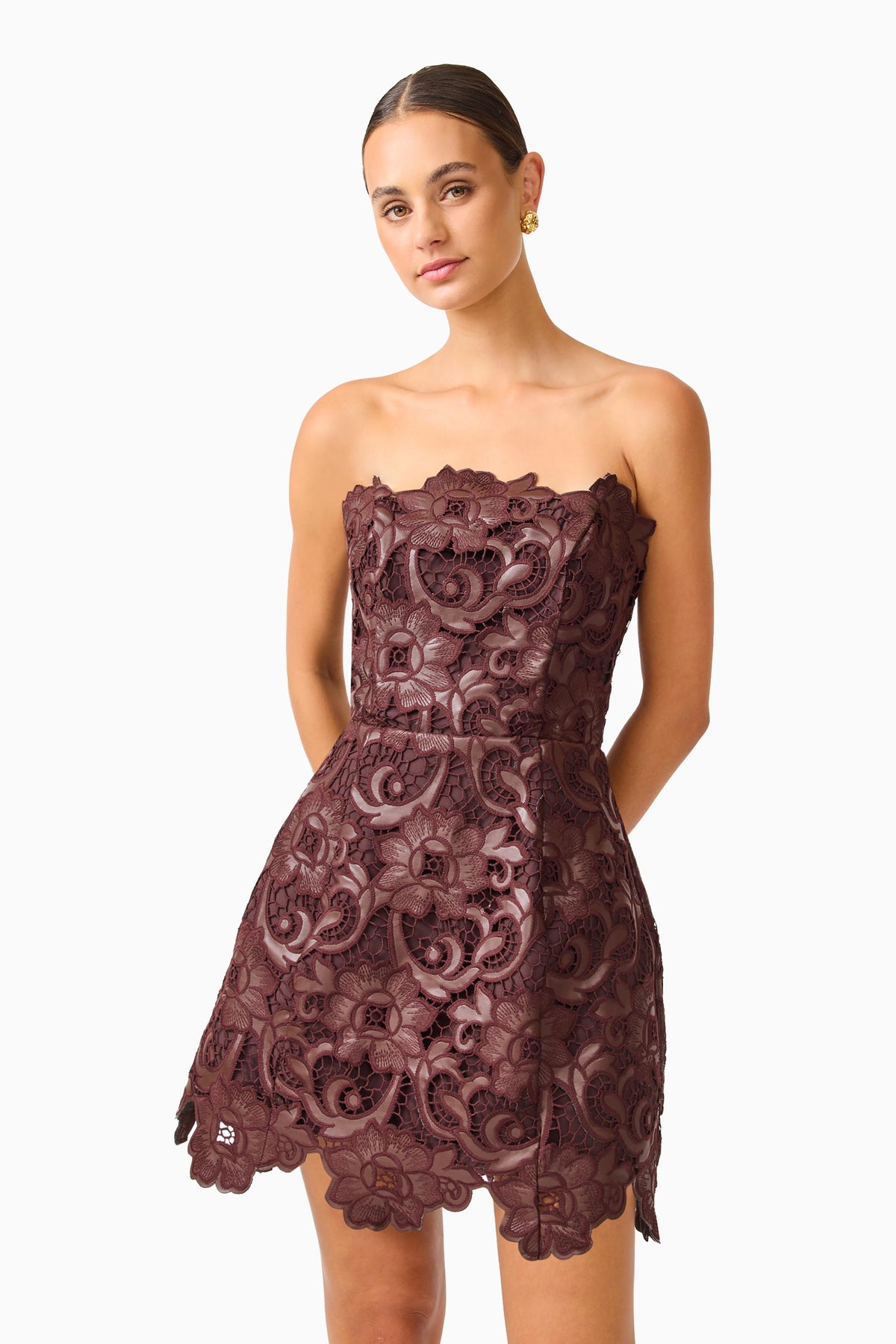 Elliatt Novelle Tulip Mini Dress - Chocolate Brown