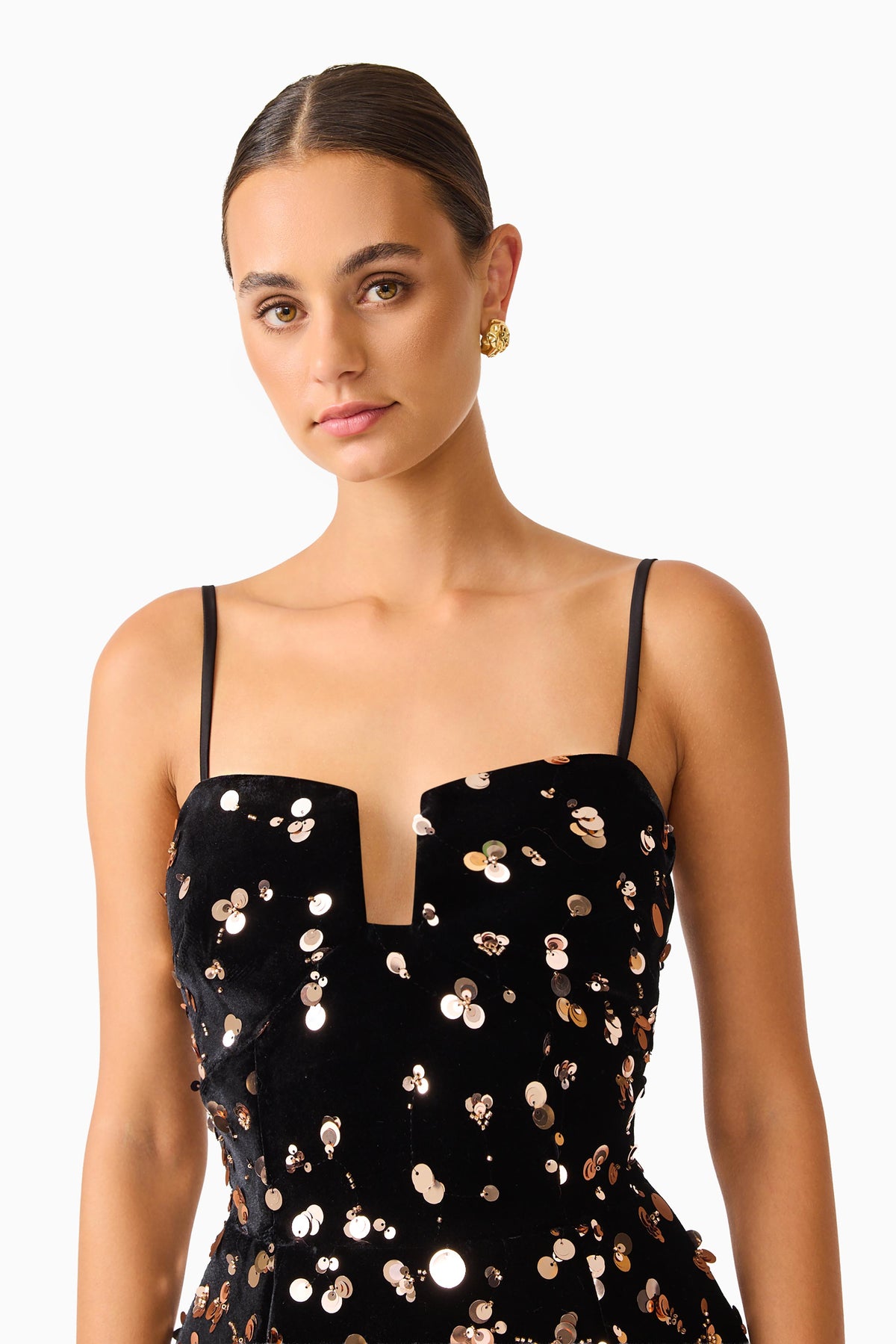 Elliatt Primelle Tulip Mini Dress - Black/Gold