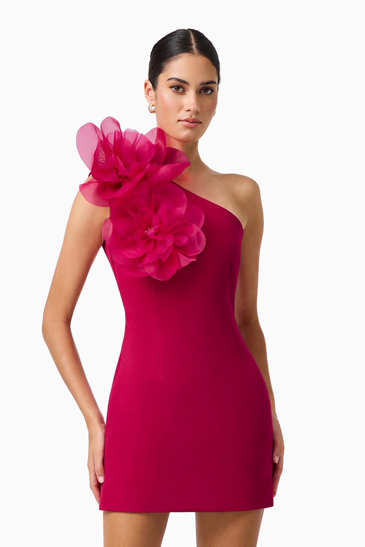 Elliatt Verdessa One Shoulder Mini Dress - Raspberry Pink