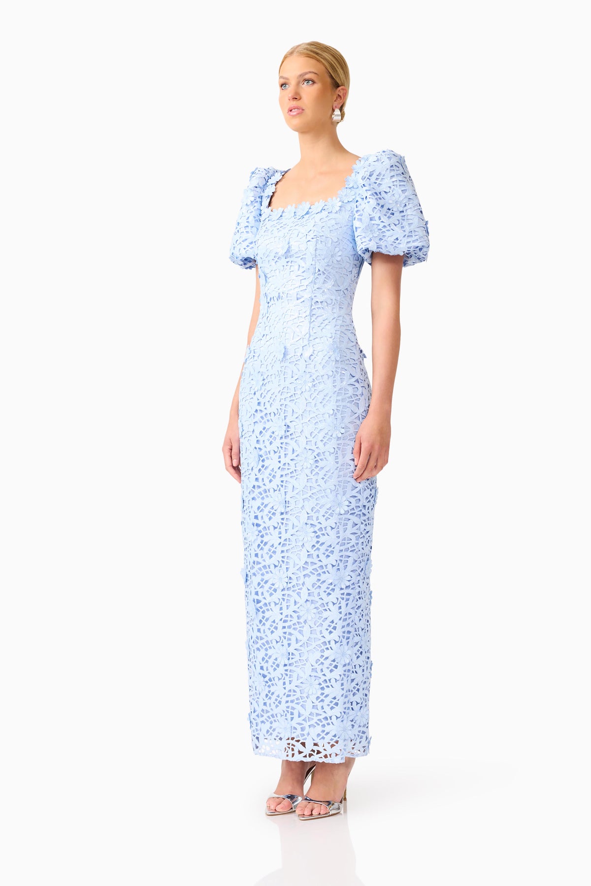 Elliatt Magnella Puff Sleeve Maxi Dress - Ice Blue