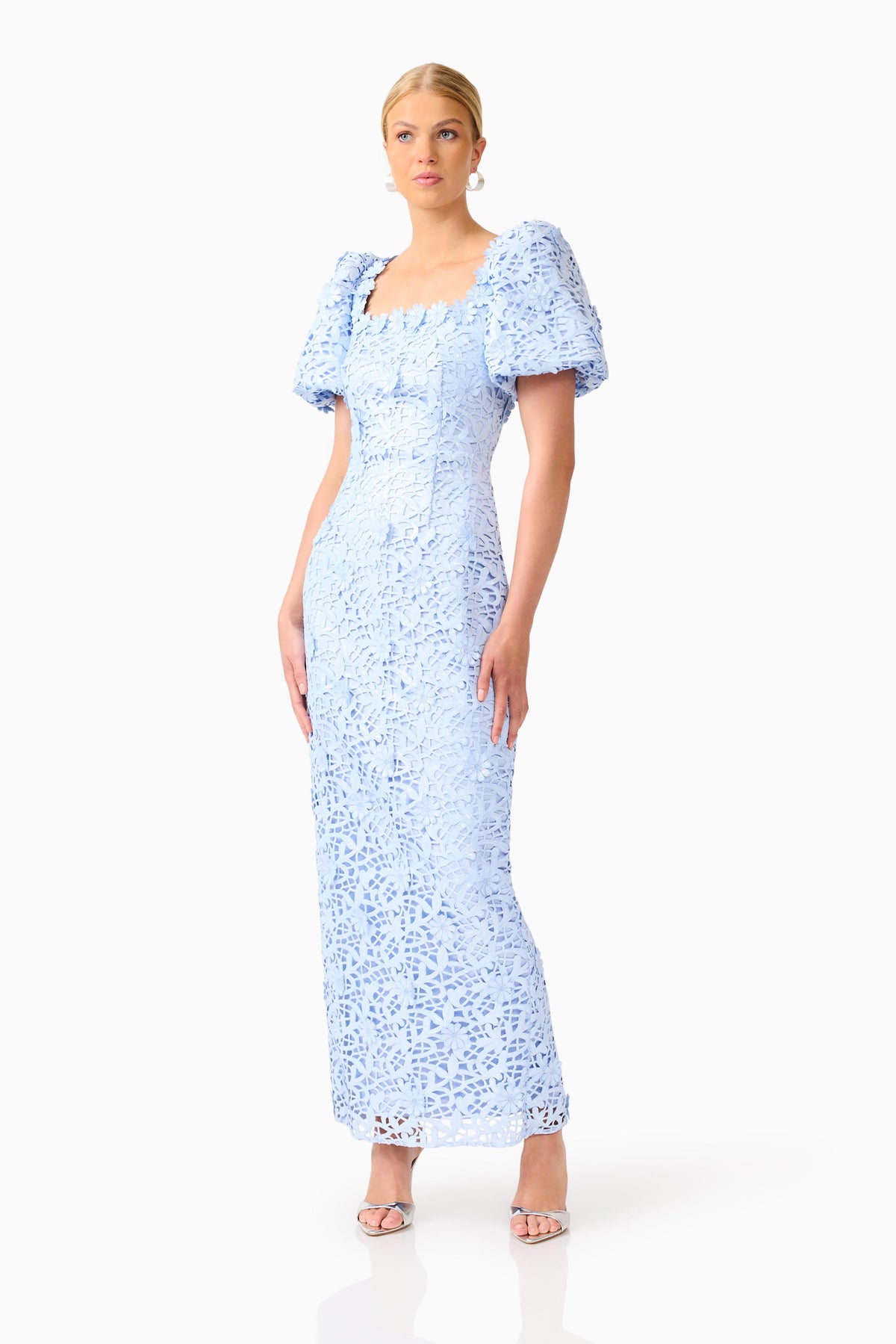 Elliatt Magnella Puff Sleeve Maxi Dress - Ice Blue