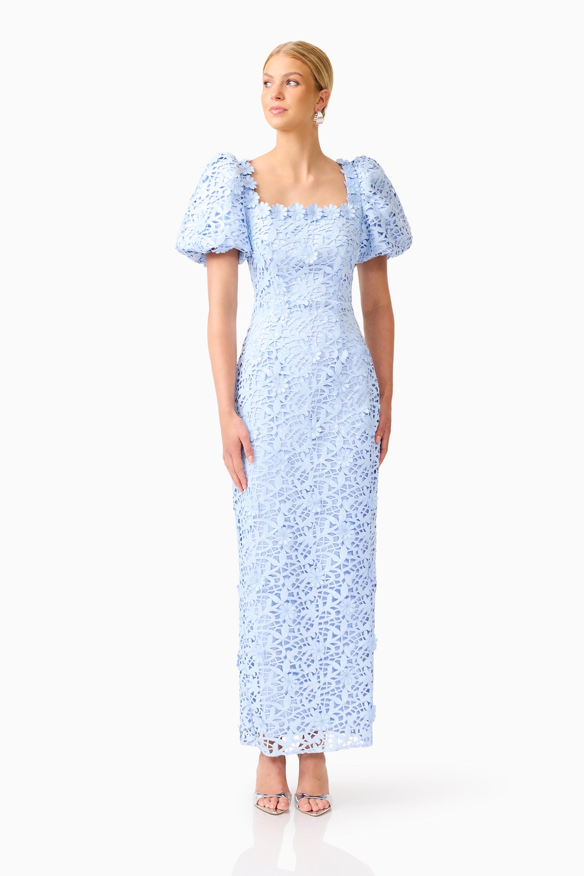 Elliatt Magnella Puff Sleeve Maxi Dress - Ice Blue