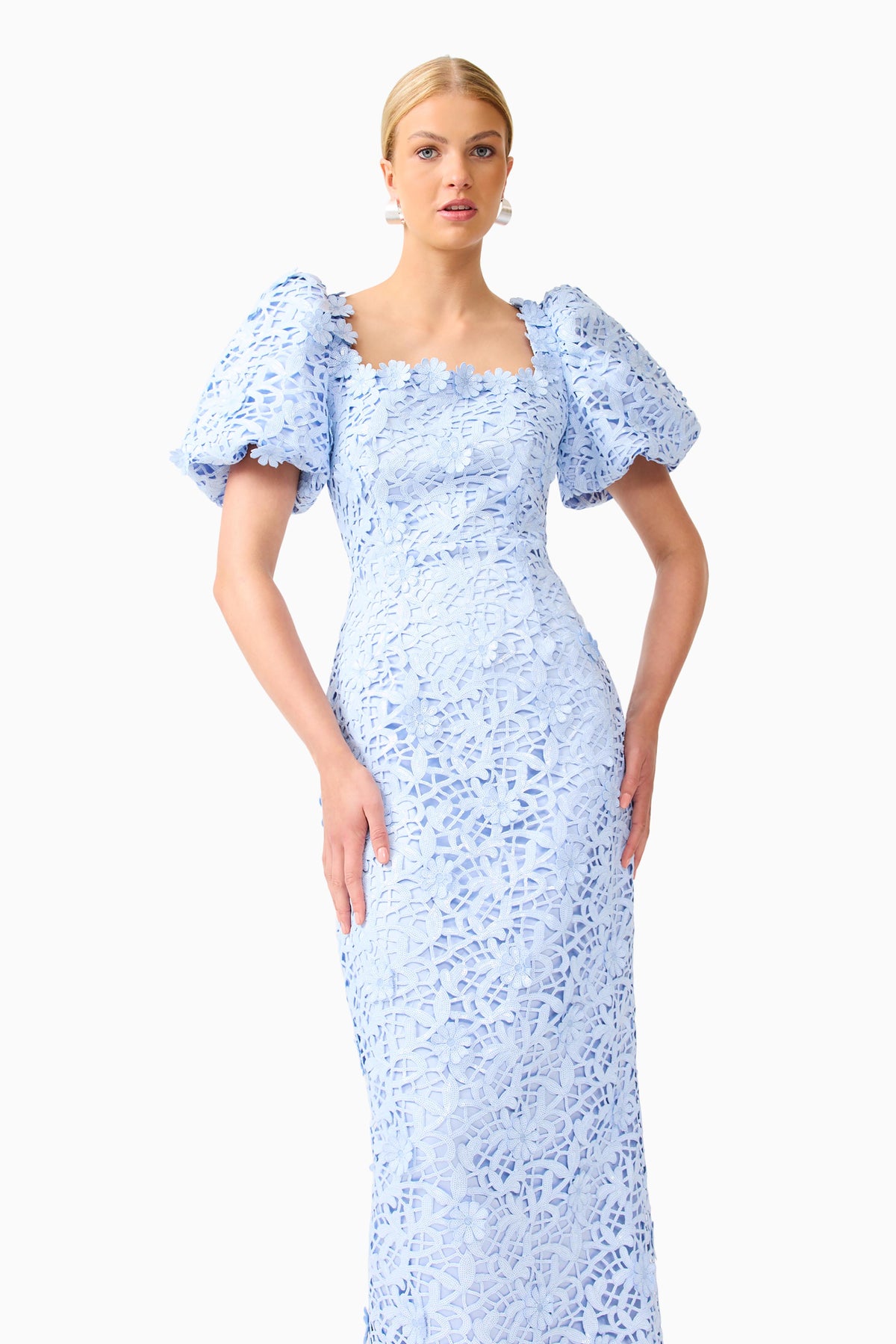 Elliatt Magnella Puff Sleeve Maxi Dress - Ice Blue