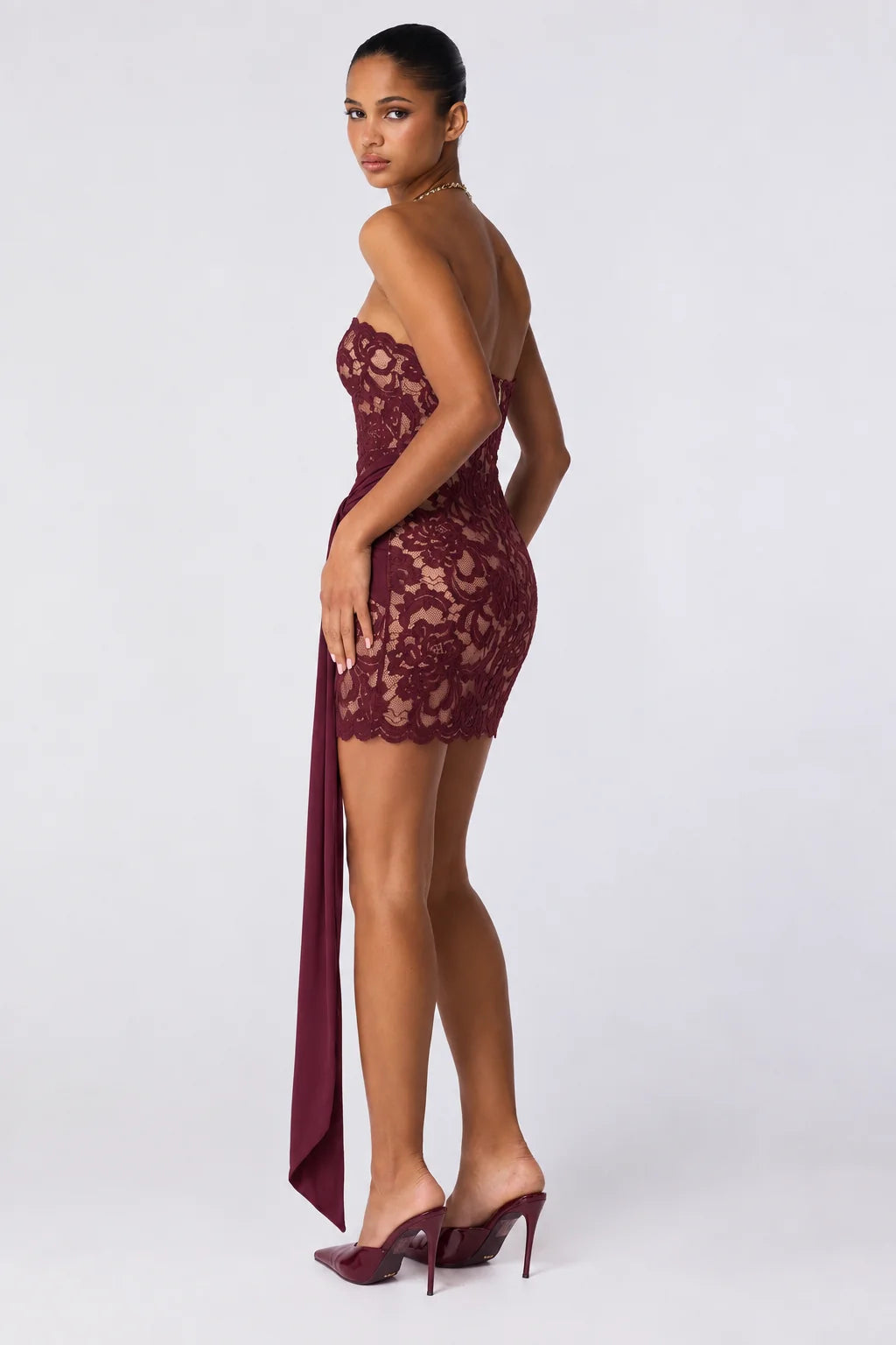 Nookie Ever After Strapless Mini Dress - Black Cherry