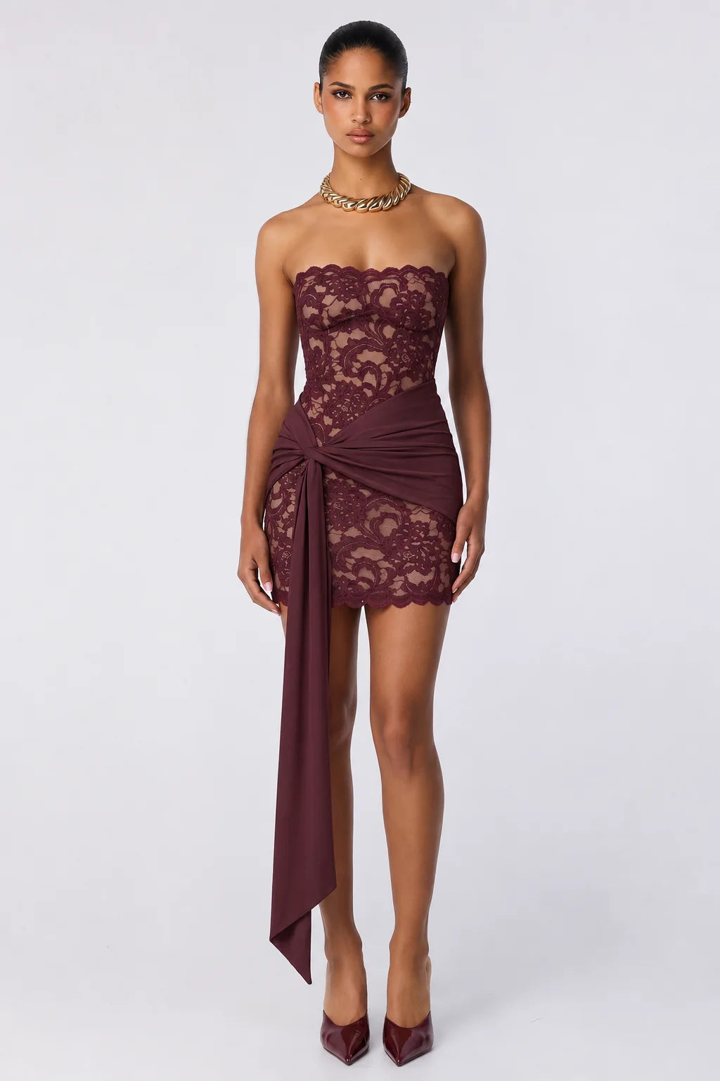 Nookie Ever After Strapless Mini Dress - Black Cherry