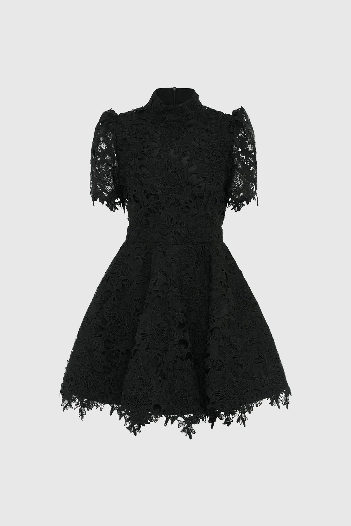 Leo Lin Elise Lace Short Sleeve Mini Dress - Ebony - Dress Hire AU Leo Lin Elise Lace Short Sleeve Mini Dress - Ebony - Dress Hire AU