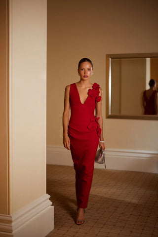 Elle Zeitoune Alyana Dress - Crimson