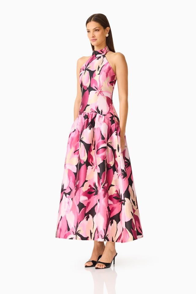 Elliatt Lumiflora Halter Gown - Pink Floral