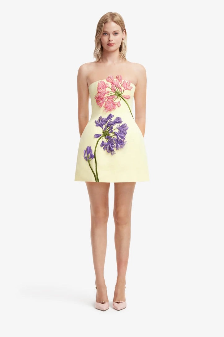Leo Lin Roselle Applique Bustier Mini Dress - Agapanthus Print