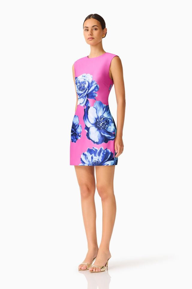 Elliatt Sybella Shift Mini Dress - Blue & Pink Floral