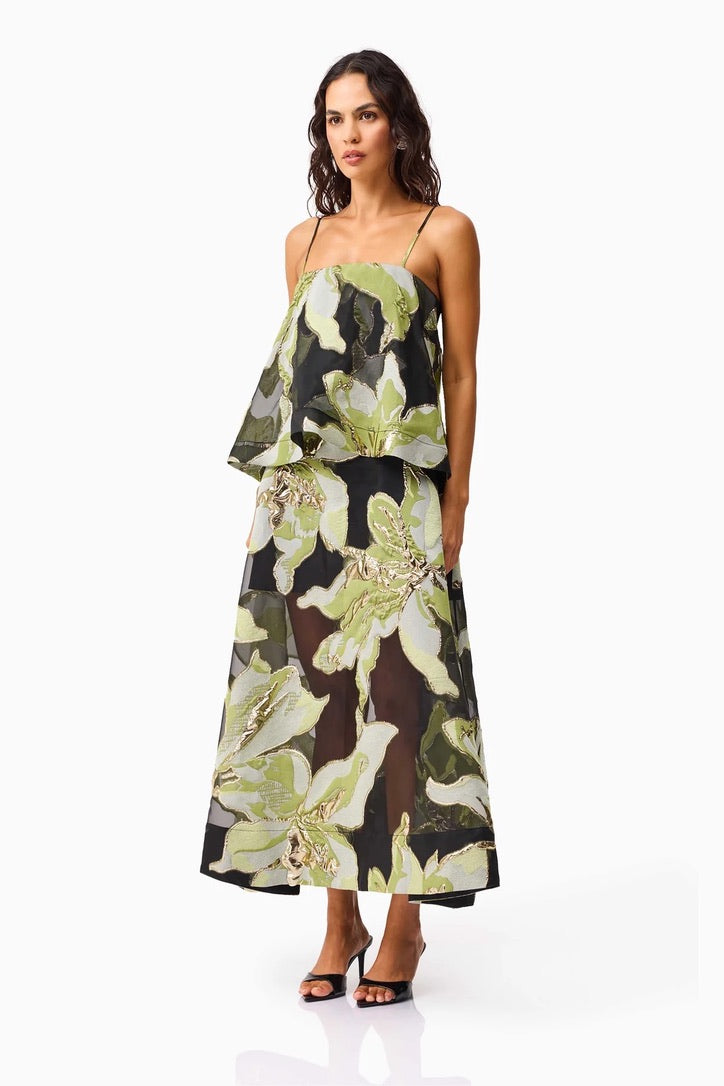 Elliatt Elysia Gown - Black & Green Floral