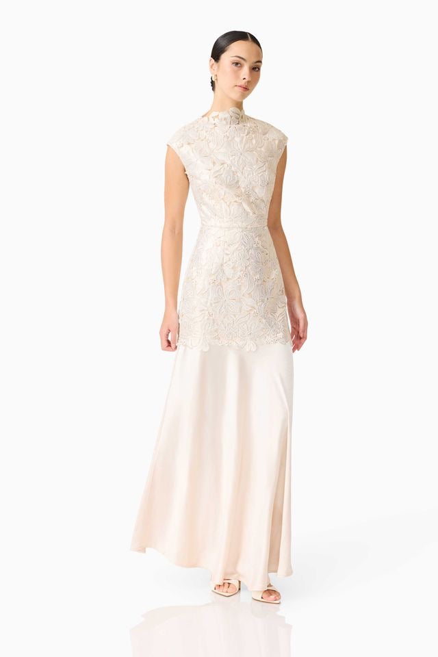 Elliatt Nicoletta High Neck Gown - White Gold