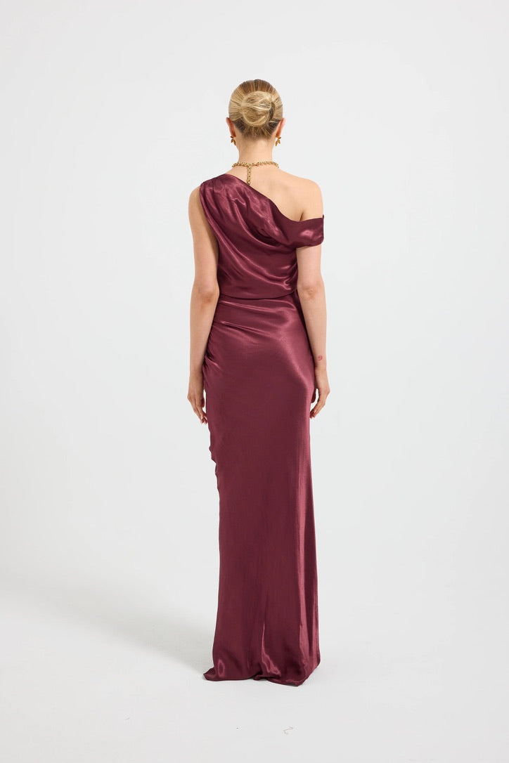 Pasduchas Quin Shoulder Maxi Dress - Cherries Jubilee