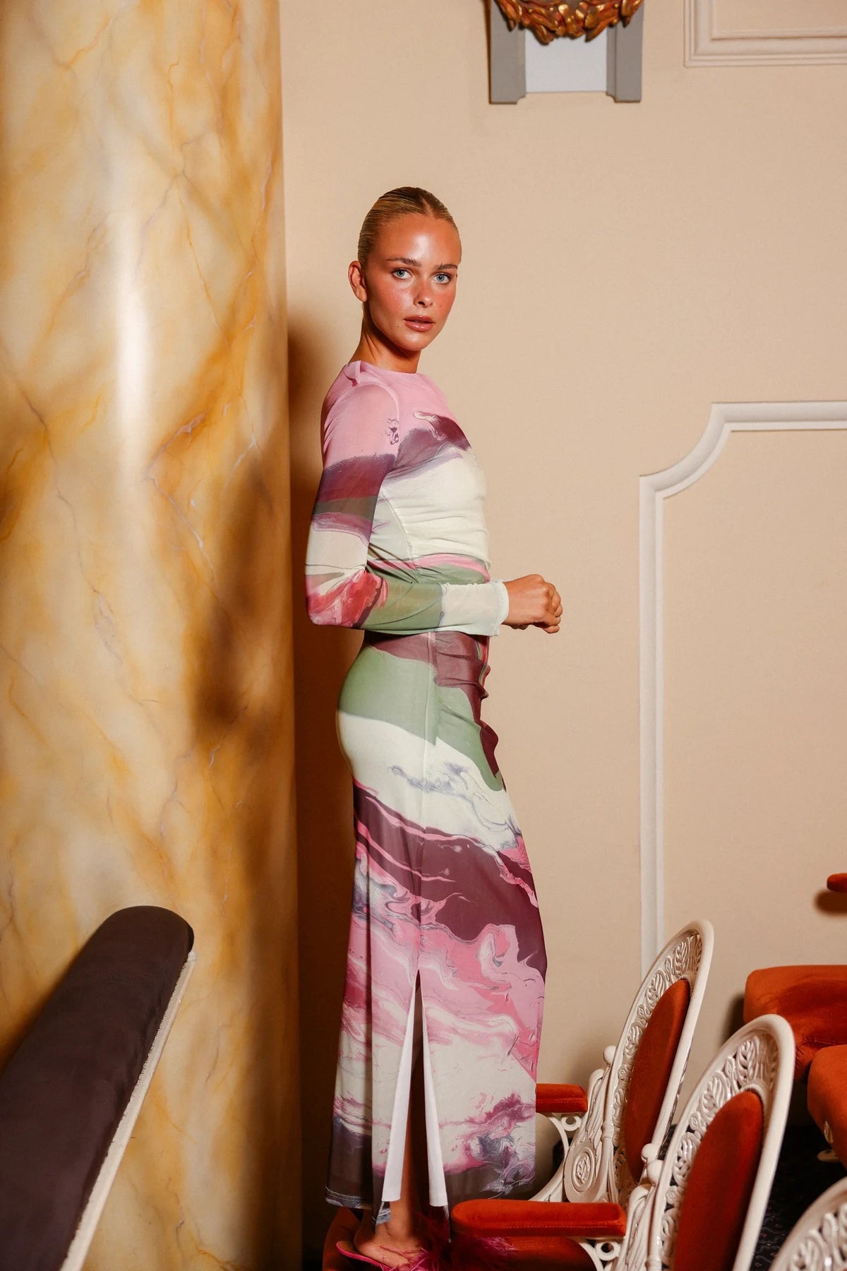 Aston Studio Ezli Mesh Dress - Retro Resin