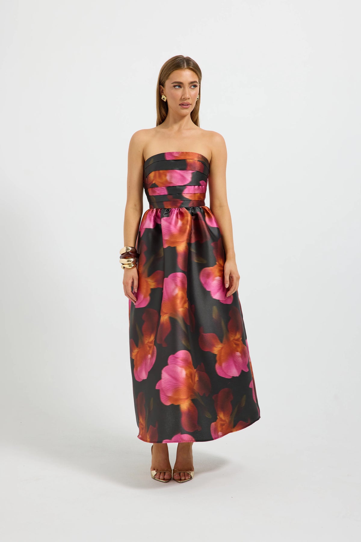 Pasduchas Ava Strapless Midi Dress - Spiced Floral