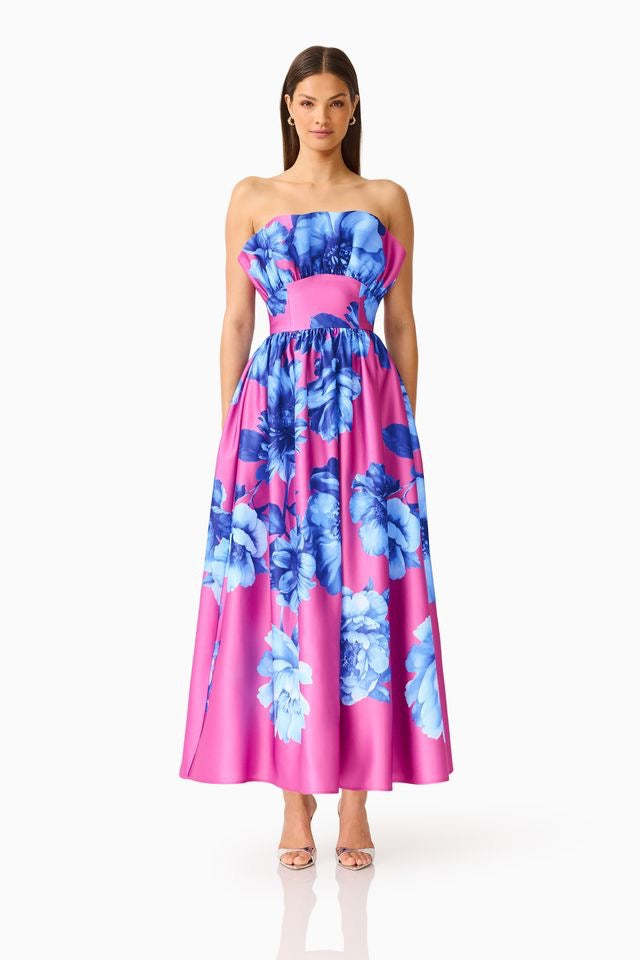 Elliatt Sybella Maxi Gown - Blue & Pink Floral