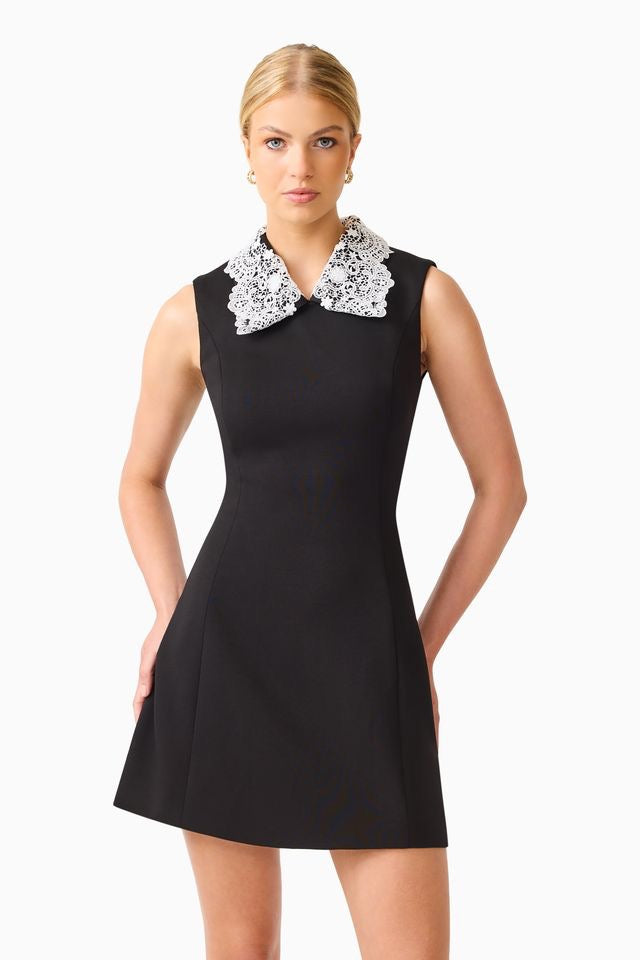 Elliatt Elysia Lace Collar Mini Dress - Black & White