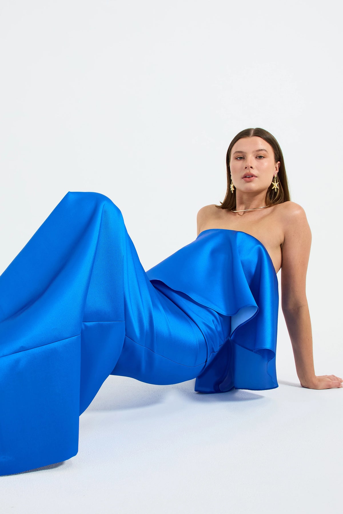 Pasduchas Pippa Drape Maxi Dress - Cobalt