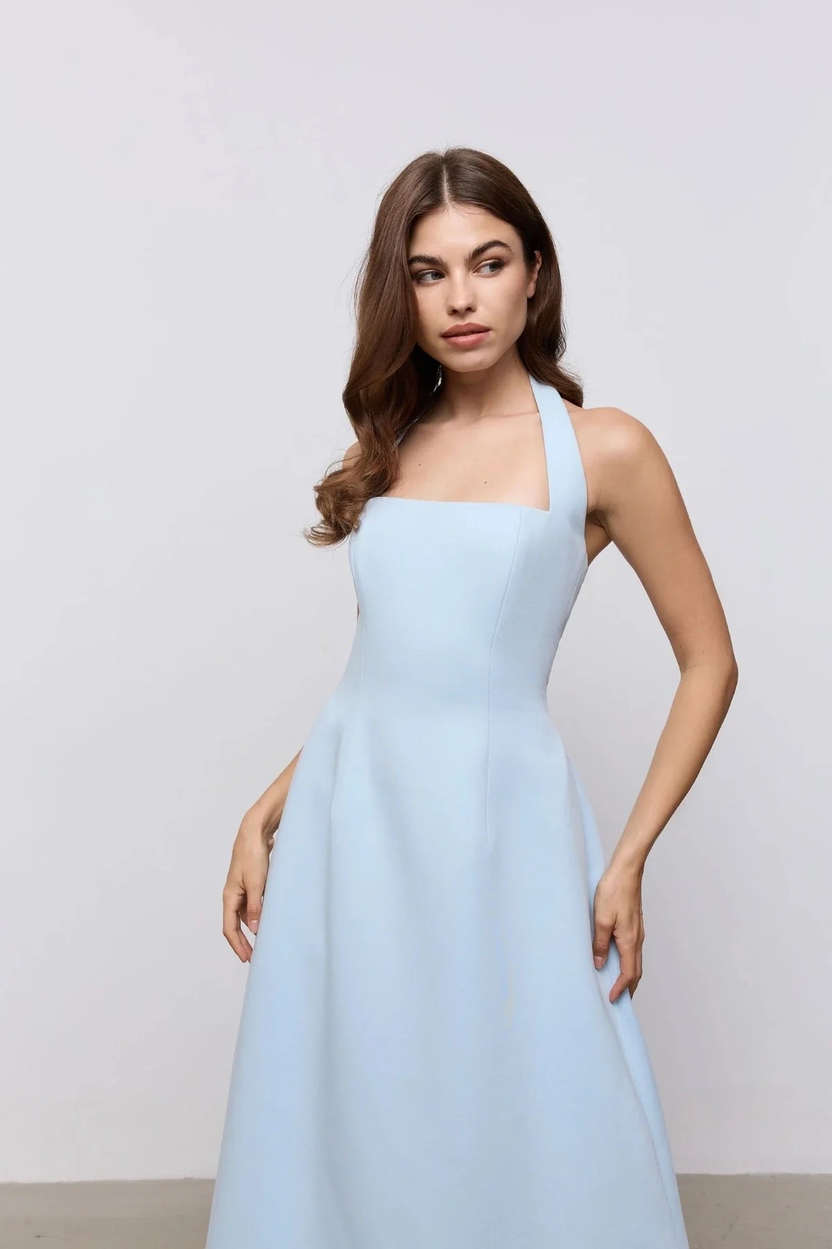 Odd Muse Cotton Mix Halter Midi Dress - Blue