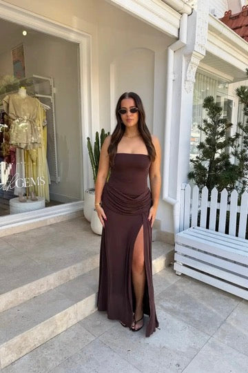 Sneaky Link Bianca Strapless Maxi Dress - Chocolate