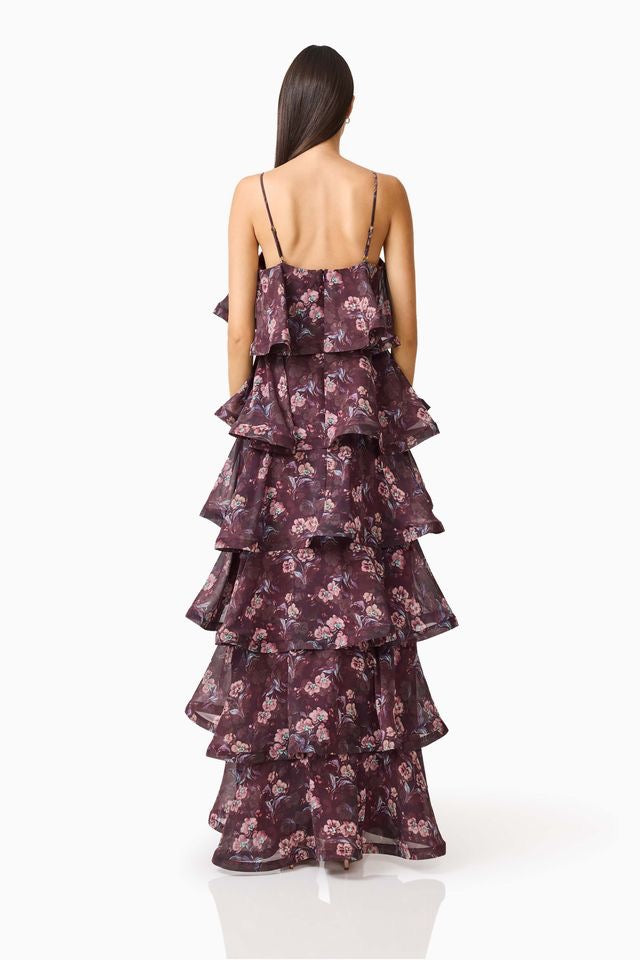 Elliatt Rosaria Tiered Gown - Plum Multi