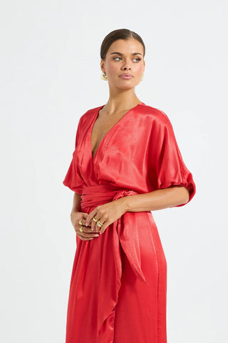 Pasduchas Quinn Wrap Midi Dress - Poppy