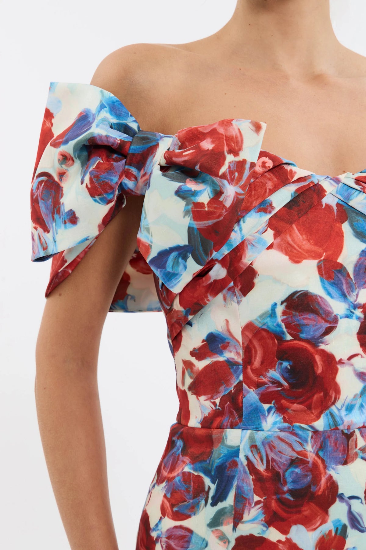 Rebecca Vallance Fleurette Midi Dress - Red Poppy Fields