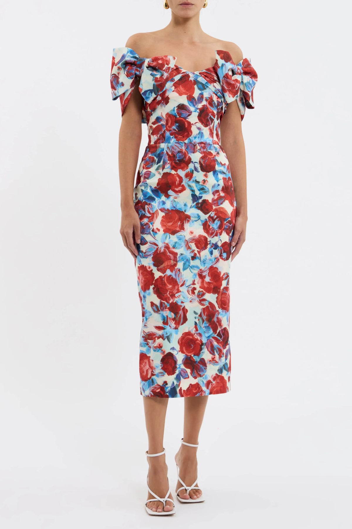 Rebecca Vallance Fleurette Midi Dress - Red Poppy Fields