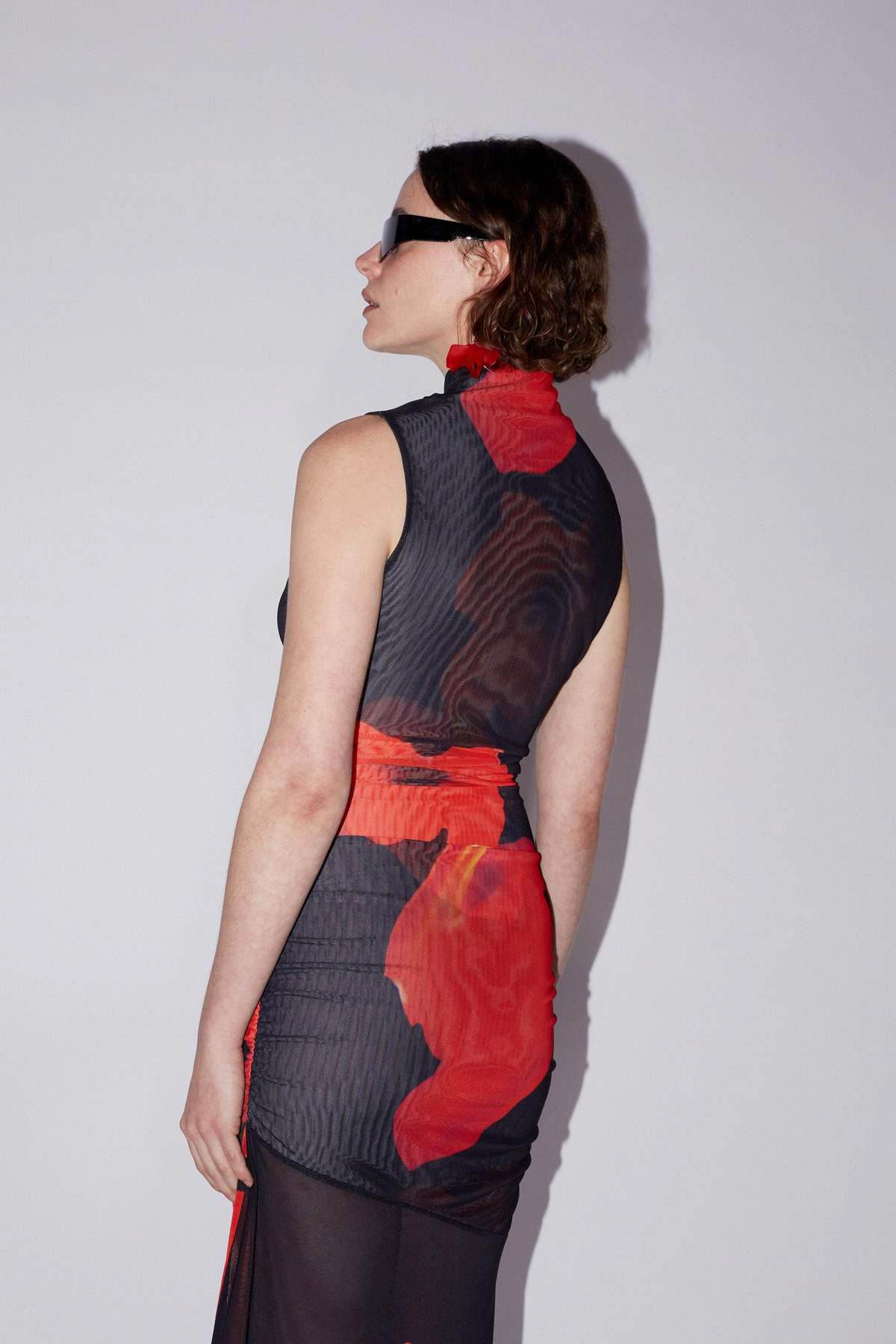saemdi floral mesh dress Mesh Floral Dress in Black
