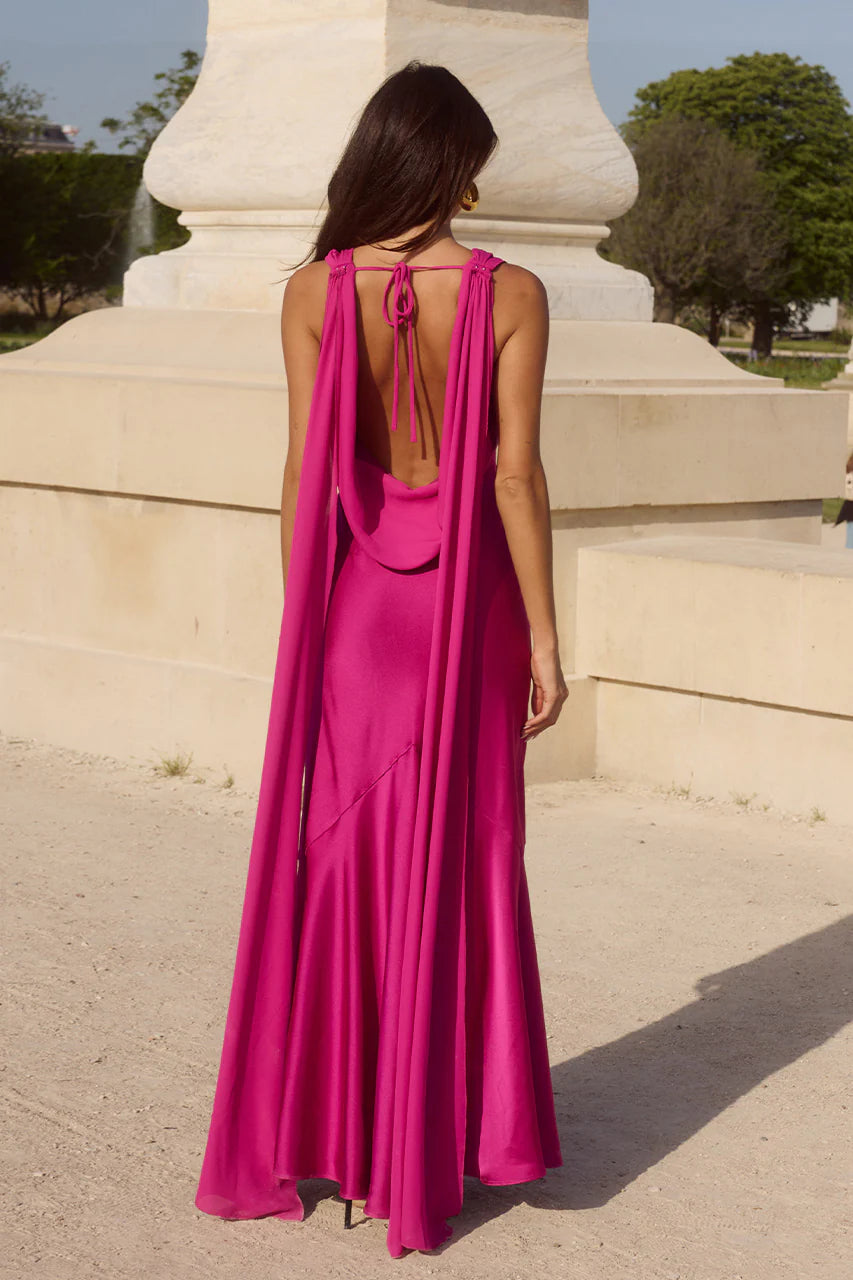 Runaway the Label Gabriella Cowl Maxi Dress - Fuchsia