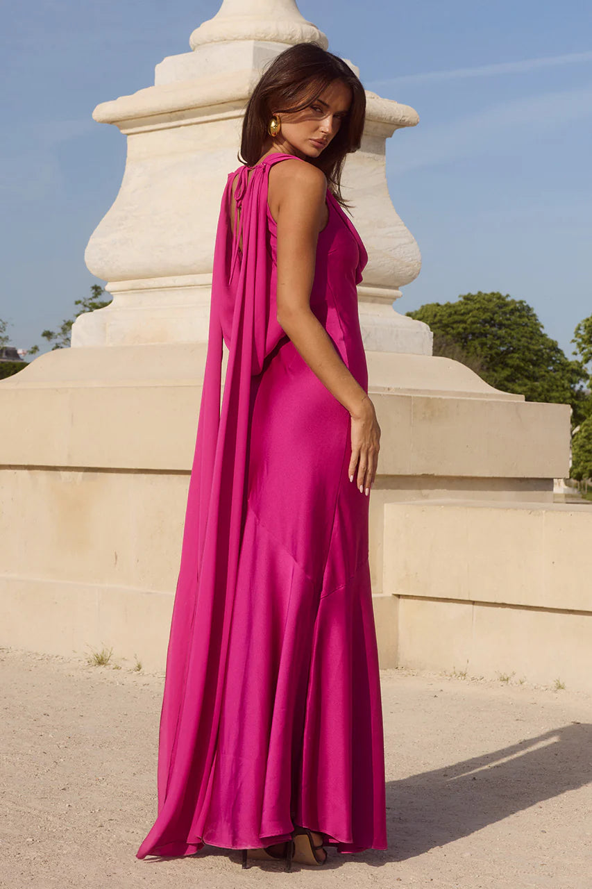 Runaway the Label Gabriella Cowl Maxi Dress - Fuchsia