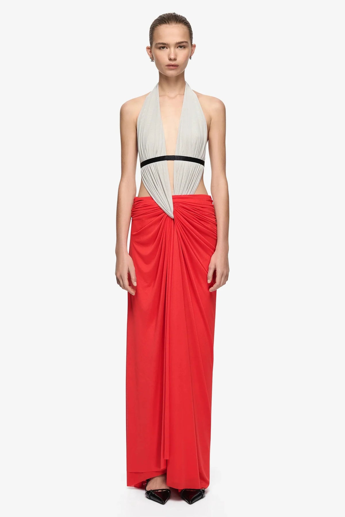 Bec & Bridge Anaya V Maxi Dress - Dove Grey/Flame/Black
