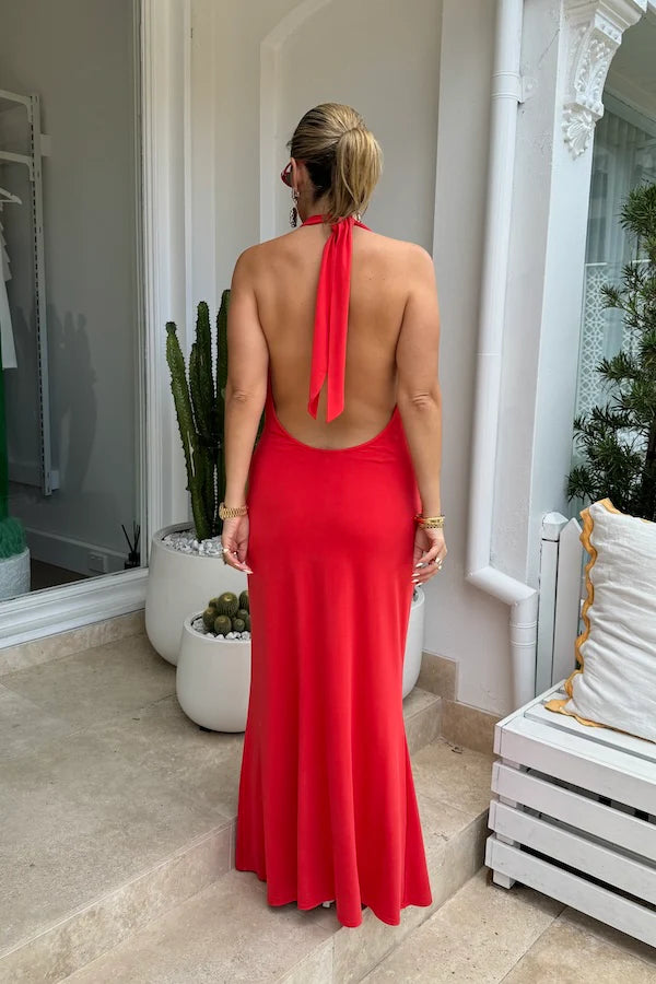 allawah halter maxi dress red Allawah Halter Maxi Dress | Red | Womens