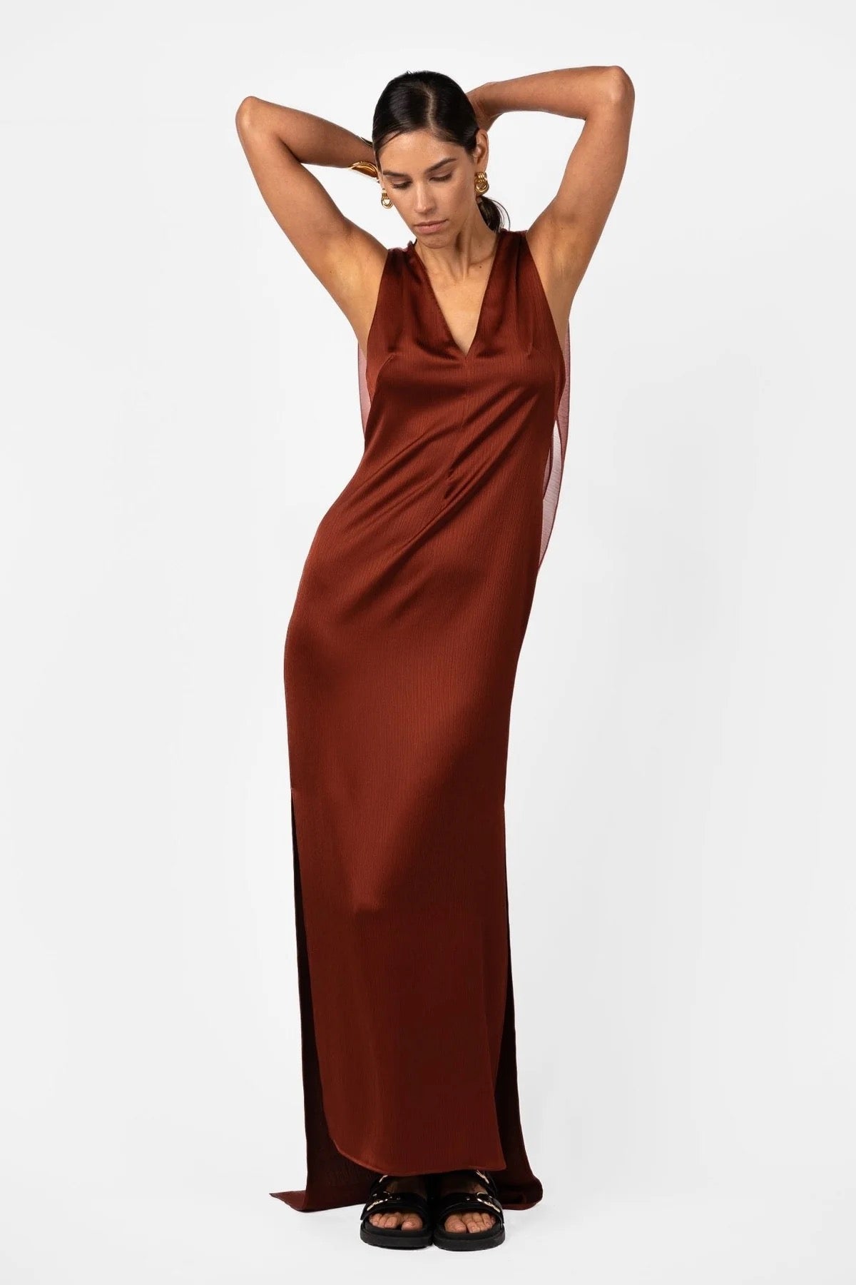 One Fell Swoop Velare Maxi Dress - Terra Rosa Satin