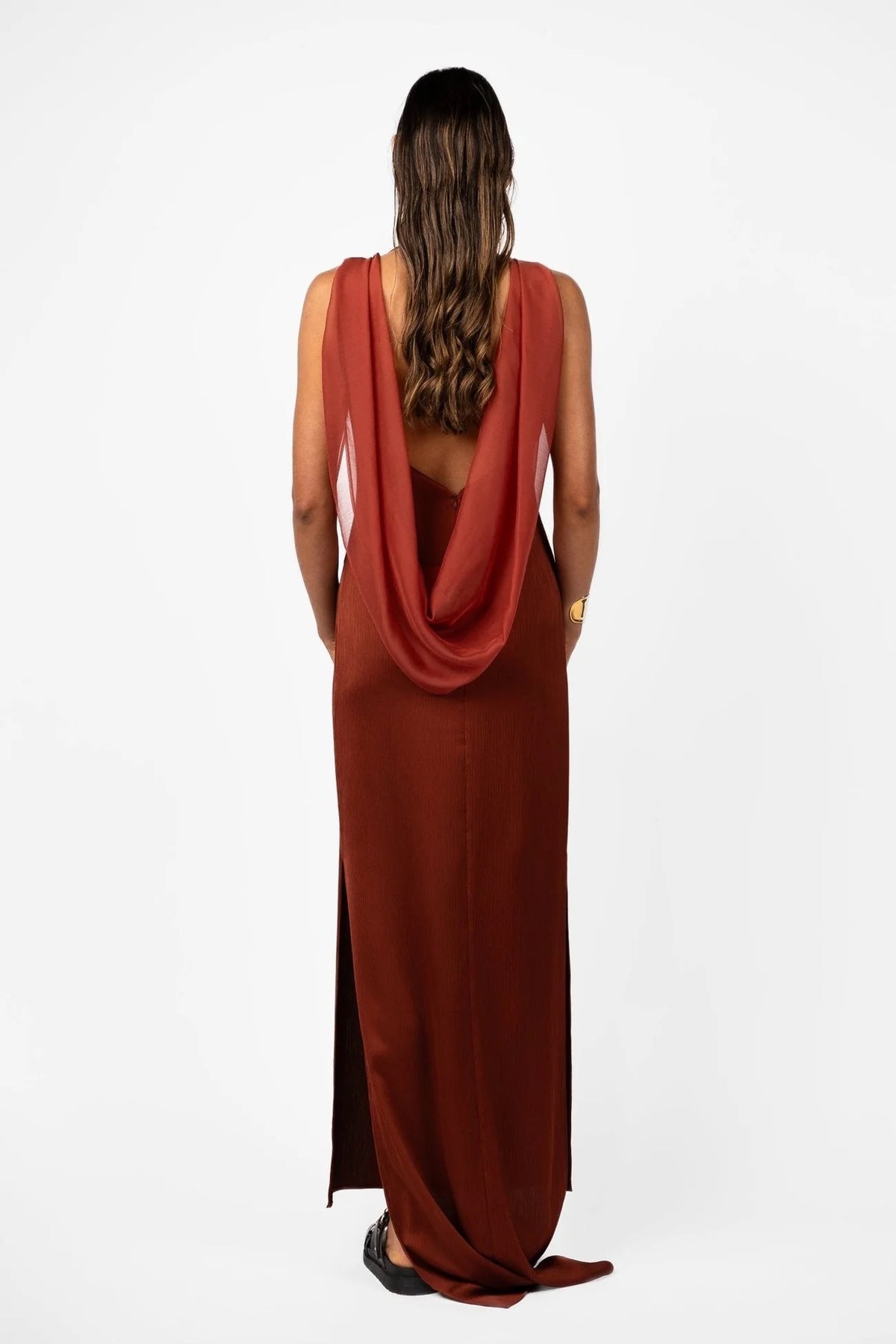 One Fell Swoop Velare Maxi Dress - Terra Rosa Satin