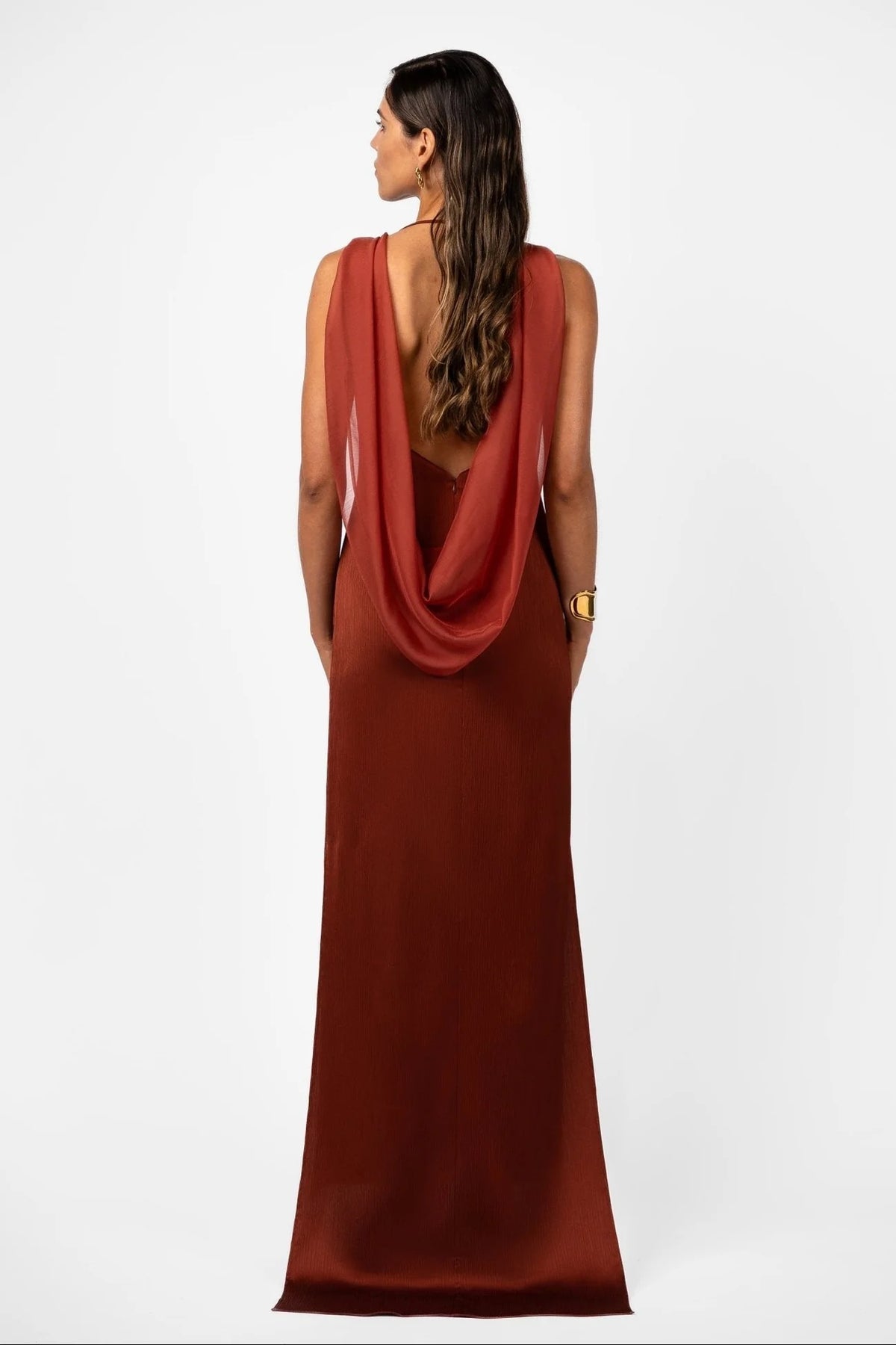 One Fell Swoop Velare Maxi Dress - Terra Rosa Satin