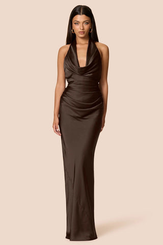 Nookie Penelope Drape Gown - Chocolate