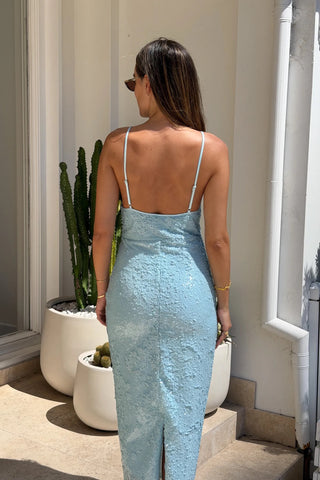 Sneaky Link Blair Sequin Lace Midi Dress - Blue