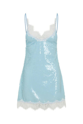 Sneaky Link Blair Sequin Lace Mini Dress - Blue