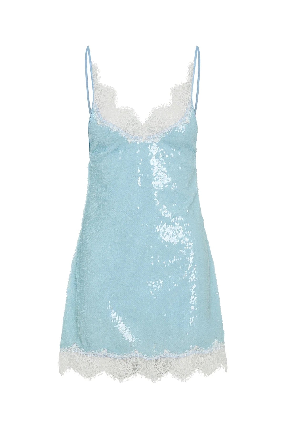 Sneaky Link Blair Sequin Lace Mini Dress - Blue
