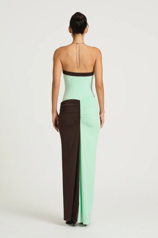 Benni Rumi Strapless Maxi Dress - Aqua & Choc