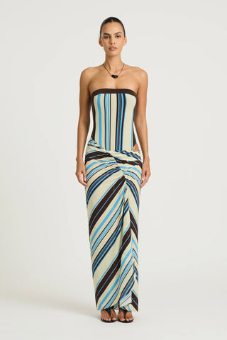 Benni Rumi Strapless Maxi Dress - Ocean Stripe