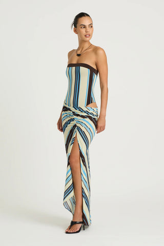 Benni Rumi Strapless Maxi Dress - Ocean Stripe