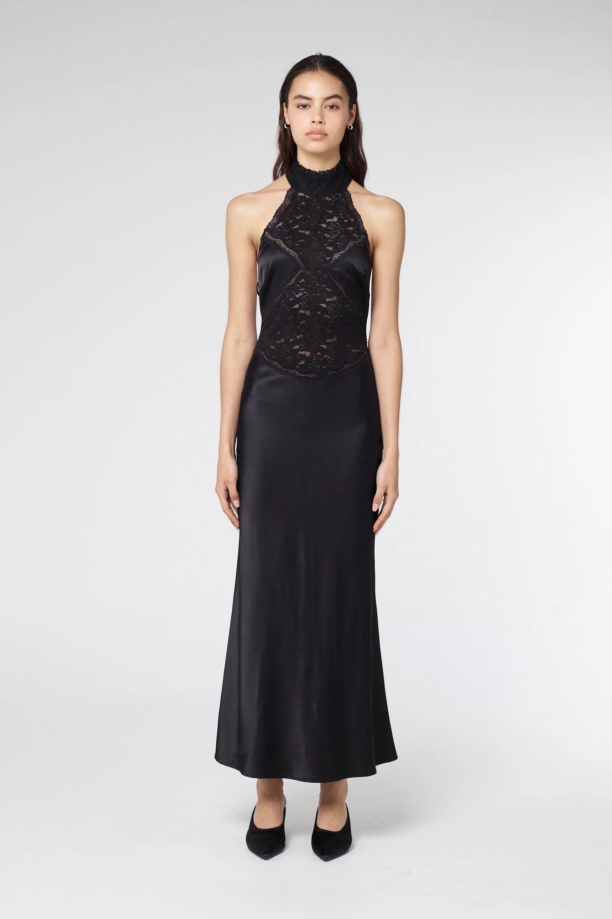 Third Form Serenade Lace Halter Maxi - Black