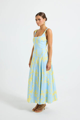 Pasduchas Soleil Panelled Midi Dress - Ocean Honey