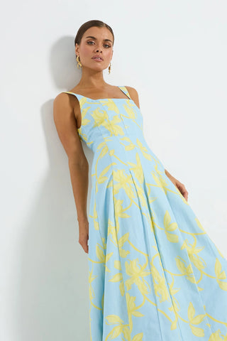 Pasduchas Soleil Panelled Midi Dress - Ocean Honey