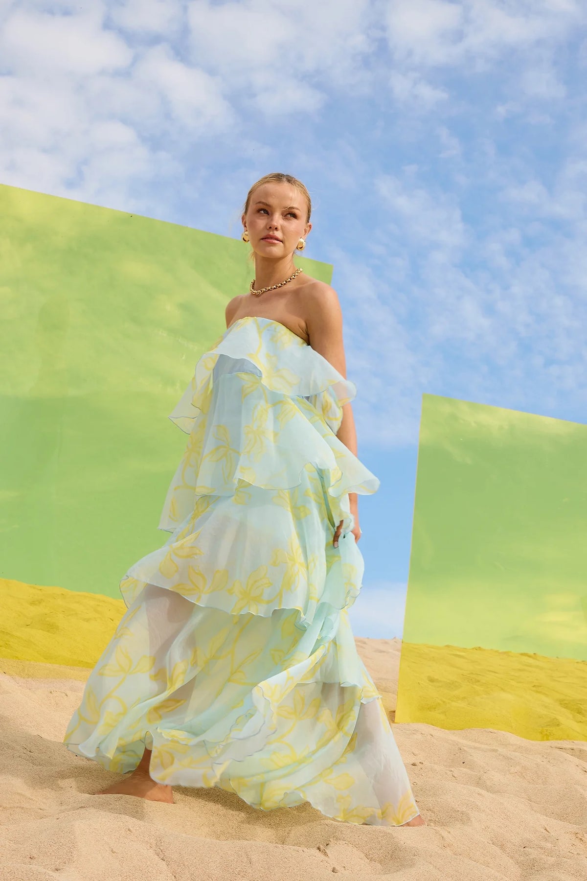 Pasduchas Jasmin Tiered Maxi Dress - Ocean Honey